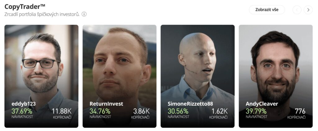 eToro CopyTrader – kopírujte úspěšné investory