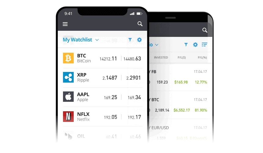 eToro mobilní aplikace