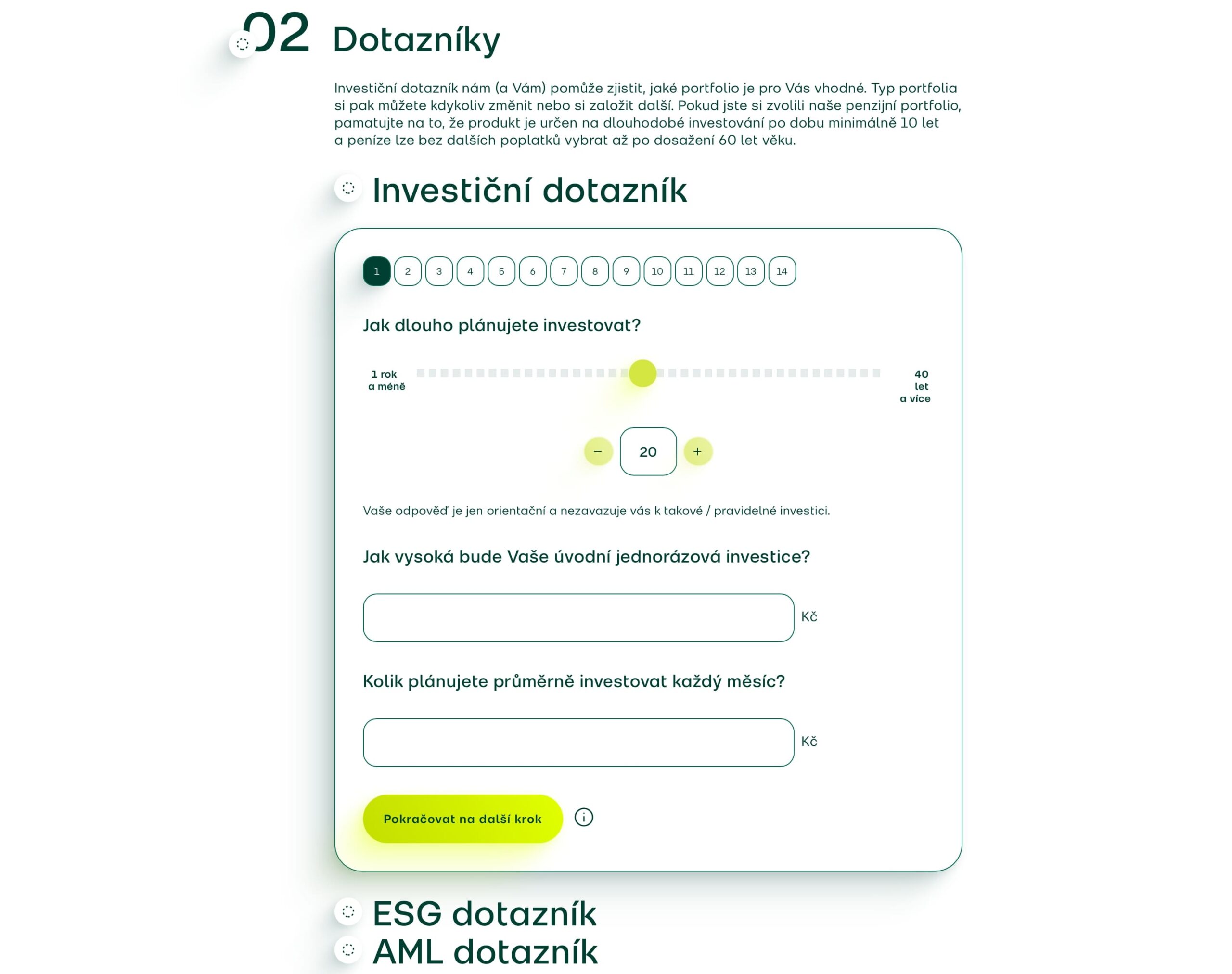 Fondee investiční dotazník