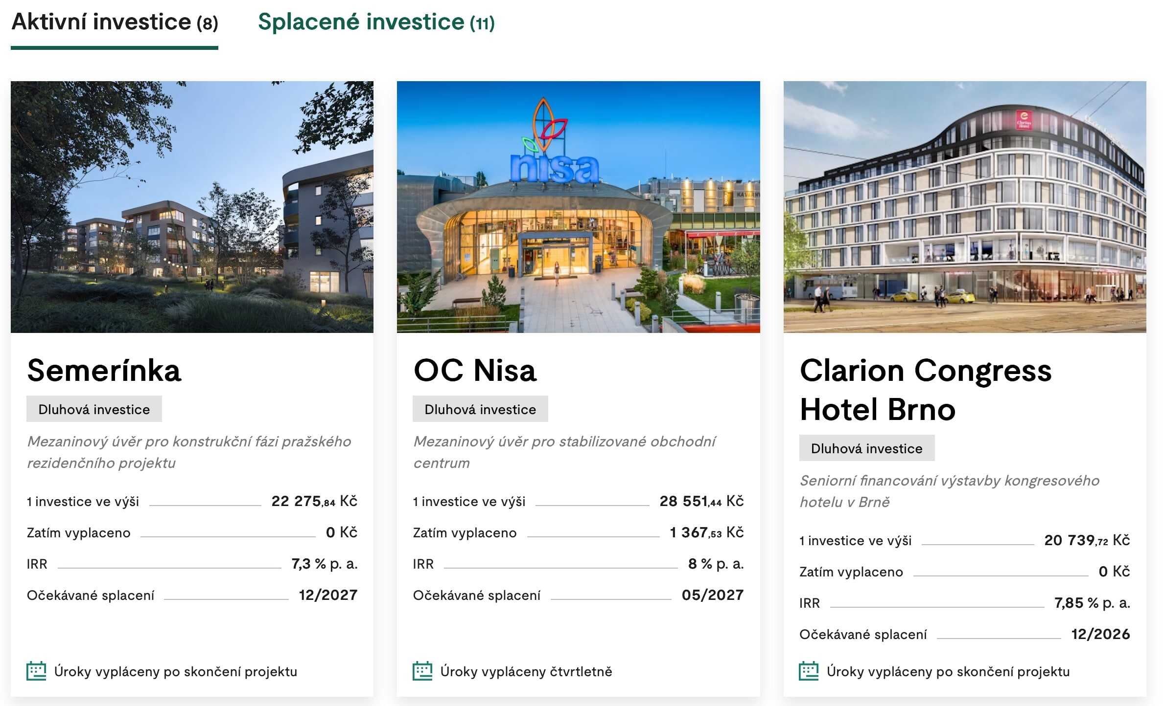 Moje investice na Upvestu