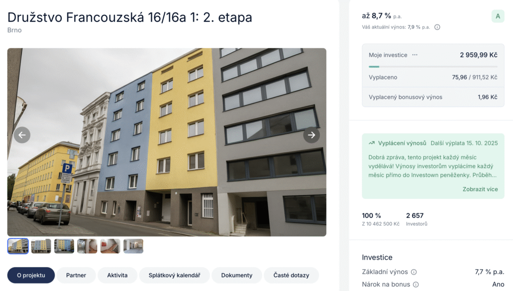 Uživatelský účet Investown