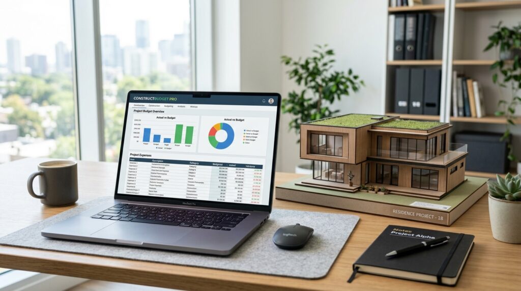 Software pro stavební rozpočet – rozpočtovací program na obrazovce notebooku