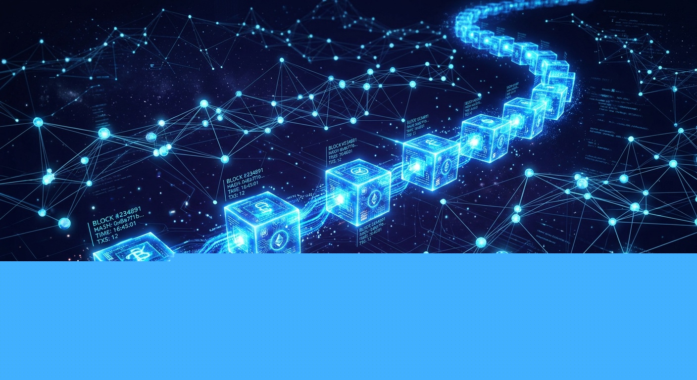 Blockchain síť – vizualizace propojených bloků