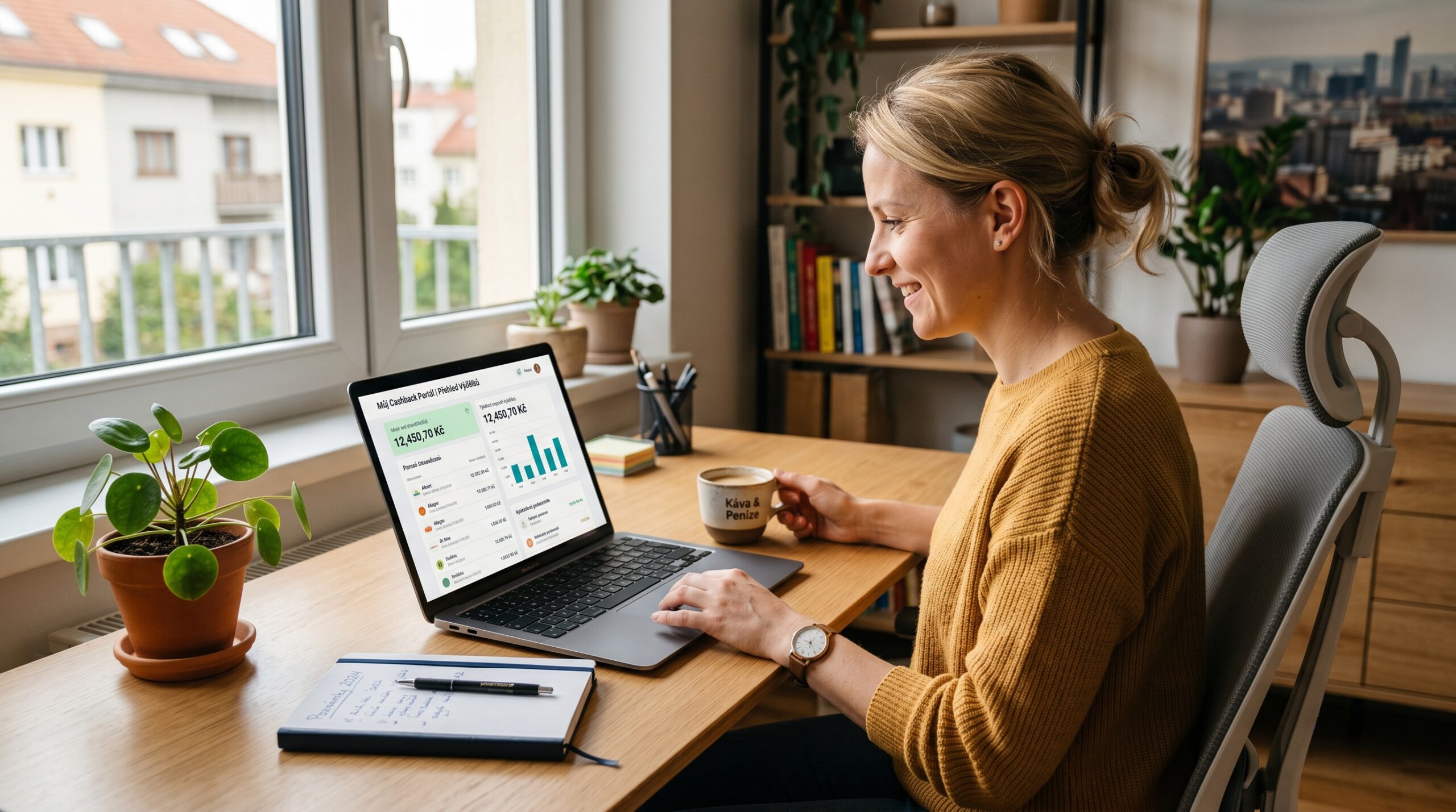 Dashboard sledování cashbacku v aplikaci nebo na portálu
