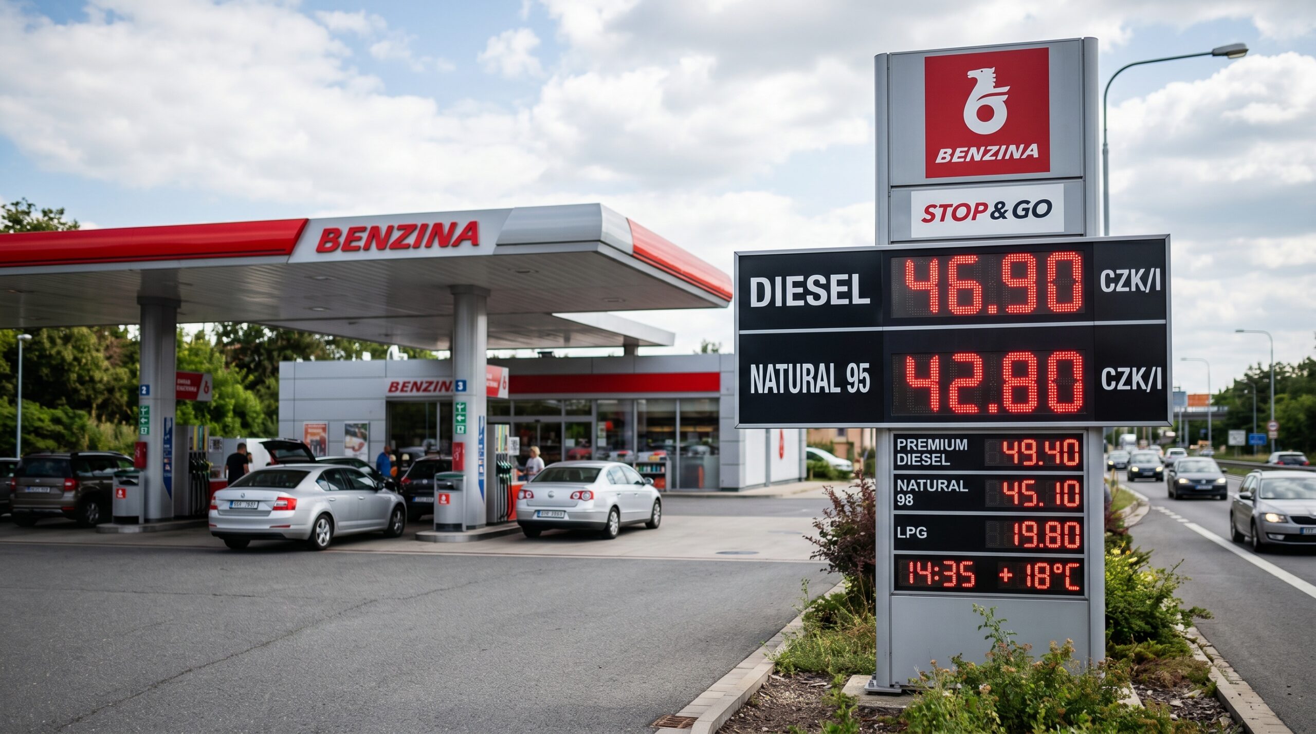Cena ropy 2026 — diesel v ČR přes 47 Kč u dálničních pump