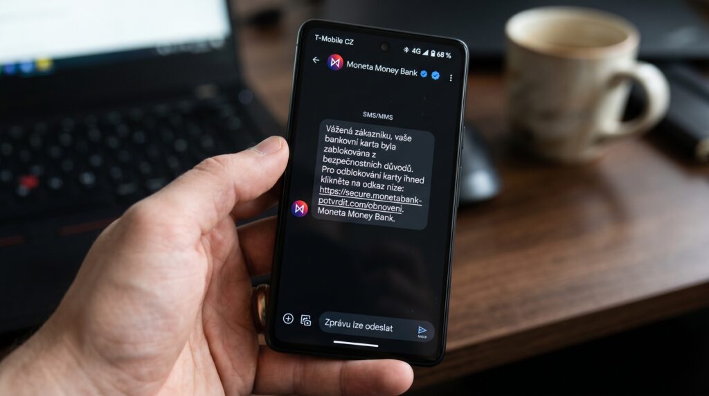 Falešná SMS od banky — typický příklad phishingu v Česku 2026
