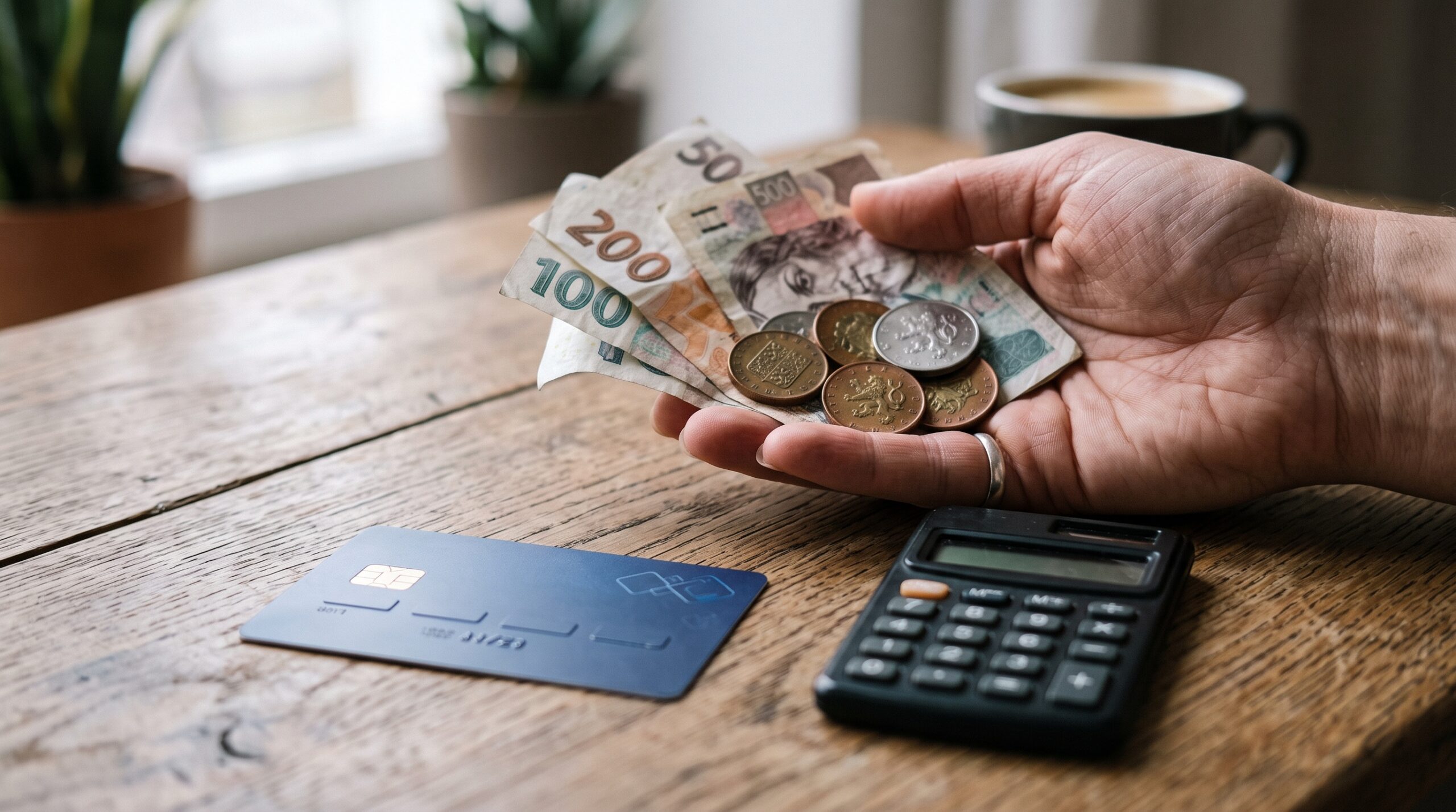 Koruny a platební karta jako symbol bankovních poplatků